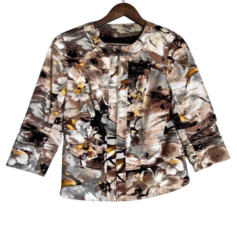 Coldwater Creek Floral Gold, Brown, Black Size 10 Jacket